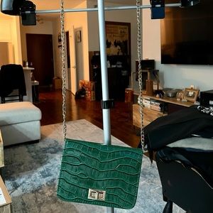 Croc Embossed Flap Chain Crossbody Bag